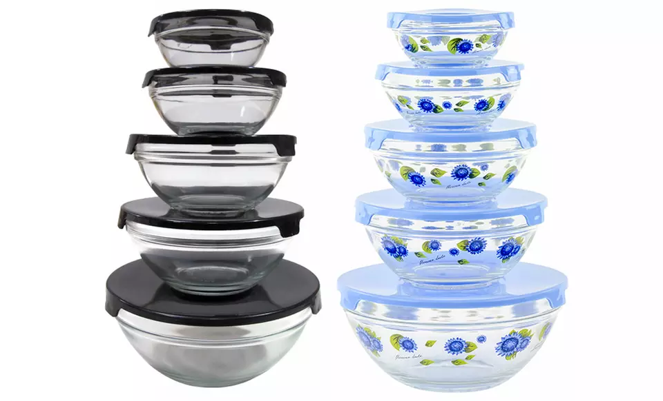 Nesting Glass Bowls with Plastic Lids (10 Piece Set) - Primary Image