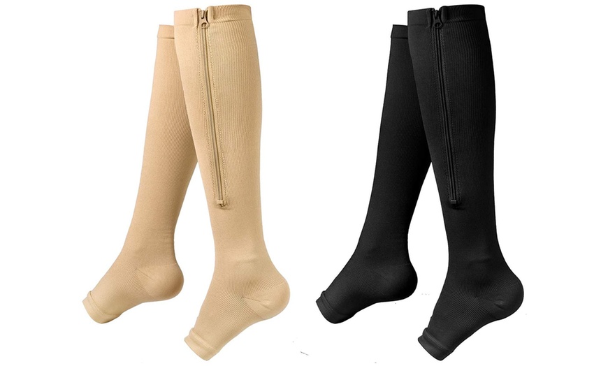 Image 2: One or Two Pairs of Open-Toe Compression Socks