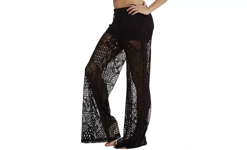 Women's Wide Leg Lace Pants - Image 4