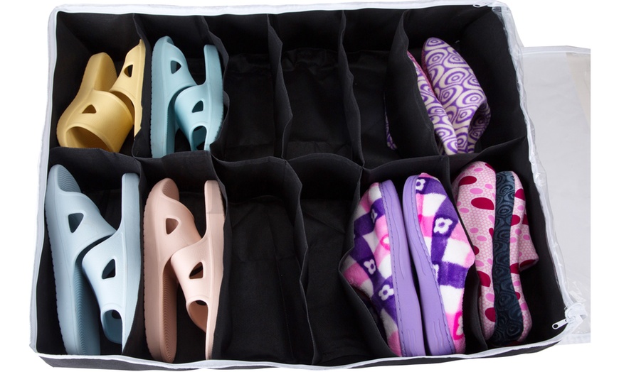 Image 4: 12-Slot Fabric Shoe Organiser