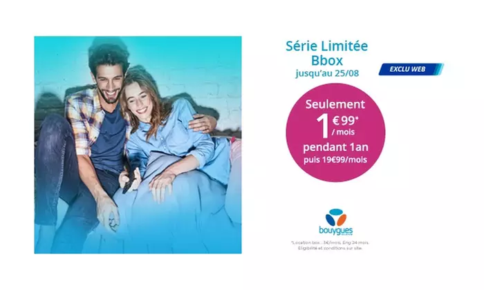 Bouygues Telecom : Promotion Série Limitée Bbox 1,99€/mois pendant 1 an* - Primary Image
