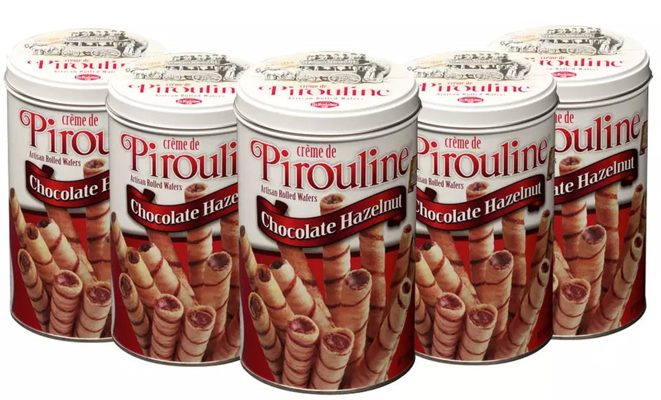 Six 14 Oz. Tins of Crème de Pirouline Artisan Rolled Wafers in Chocolate Hazelnut. - Second Medium