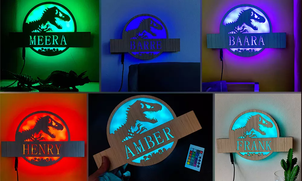 One or Two Custom Name Wall Lamps from Justyling