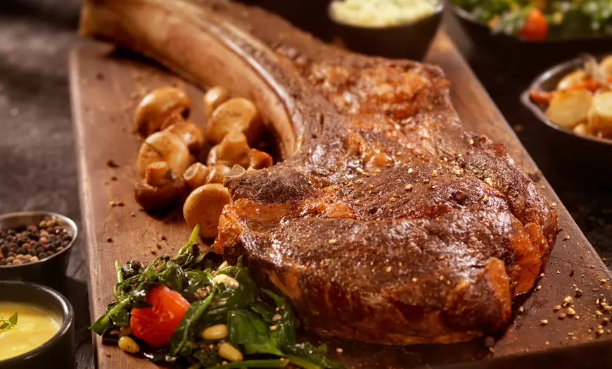 Image 1: Savor the Sizzle – Tomahawk Steak (1-1.2 Kg) for 2 or 4 w/ or w/o Wine