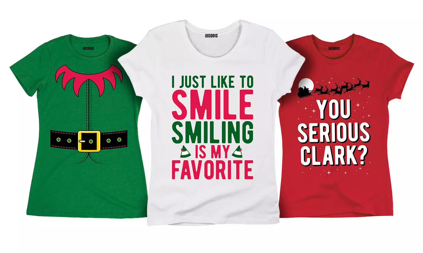 Women's Christmas Fun T-Shirts (Extended Sizes Available) - Primary Image