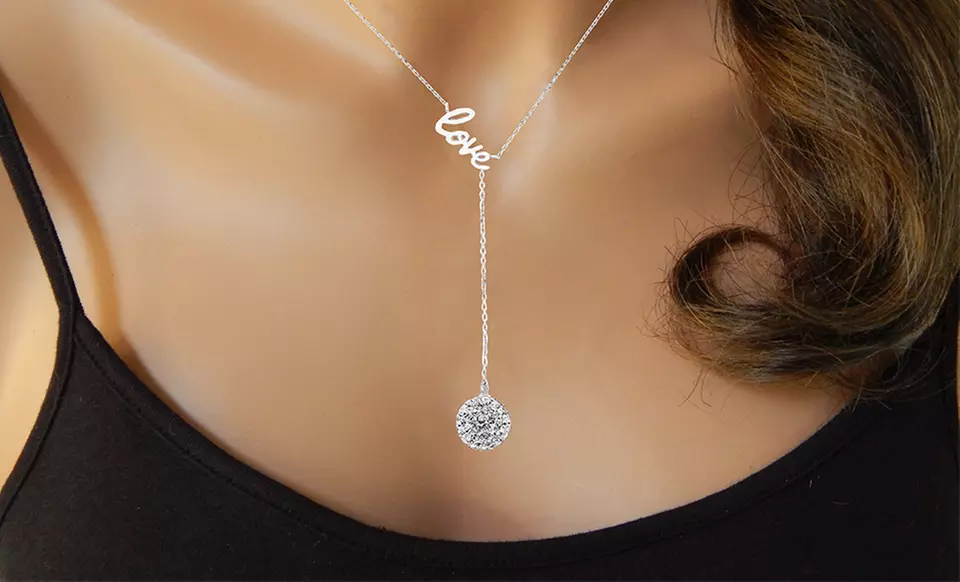 Love Y Necklace in Sterling Silver with Swarovski Elements - Primary Image