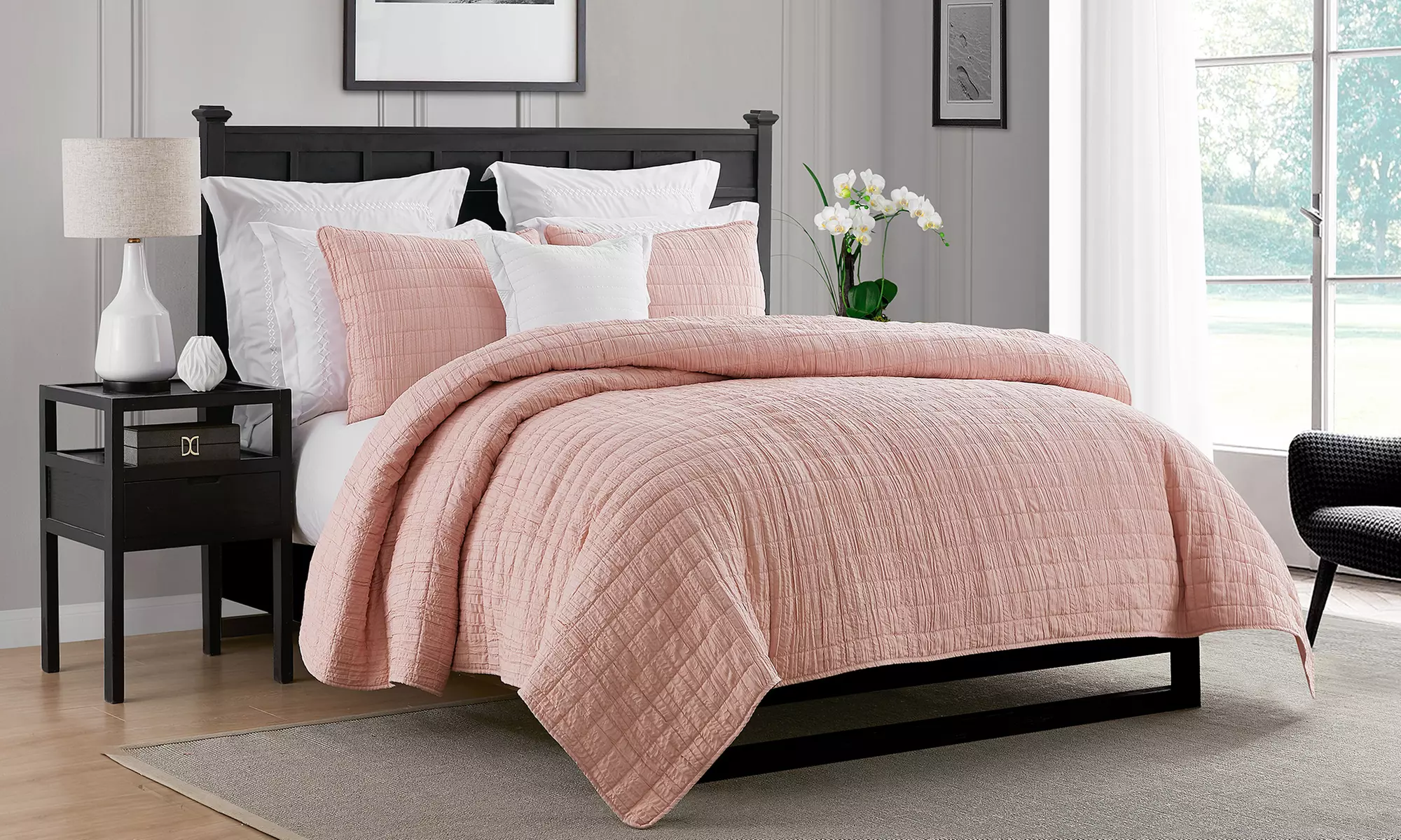 Luxury Home Crinkle Quilt Coverlet Set (2- or 3-Piece) - Primary Image