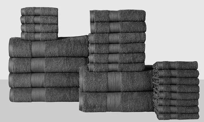 Economic Collection 100% Cotton Low-Twist Towel Set (24-Piece) - Primary Image