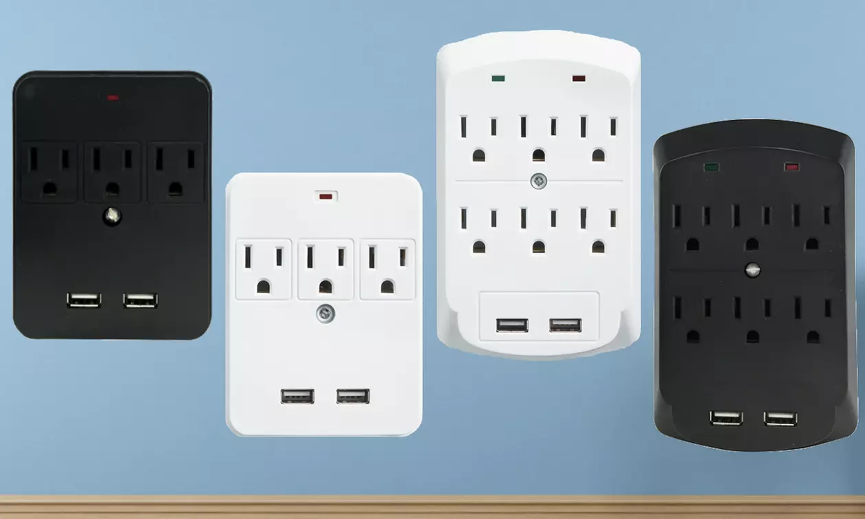 Masterplug 3- or 6-Outlet Dual-USB Charging Wall Taps (Single, Double, Triple Pack) - Primary Image
