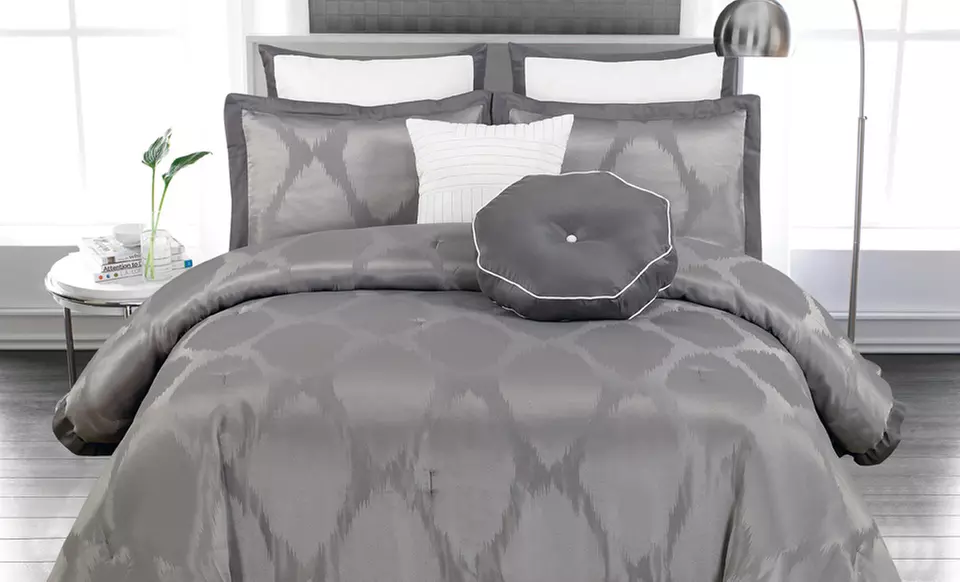 8-Piece Jacquard Oversized/Overfilled Comforter Set. Multiple Colors and Sizes from $69.99–$79.99. Free Returns.  - Primary Image