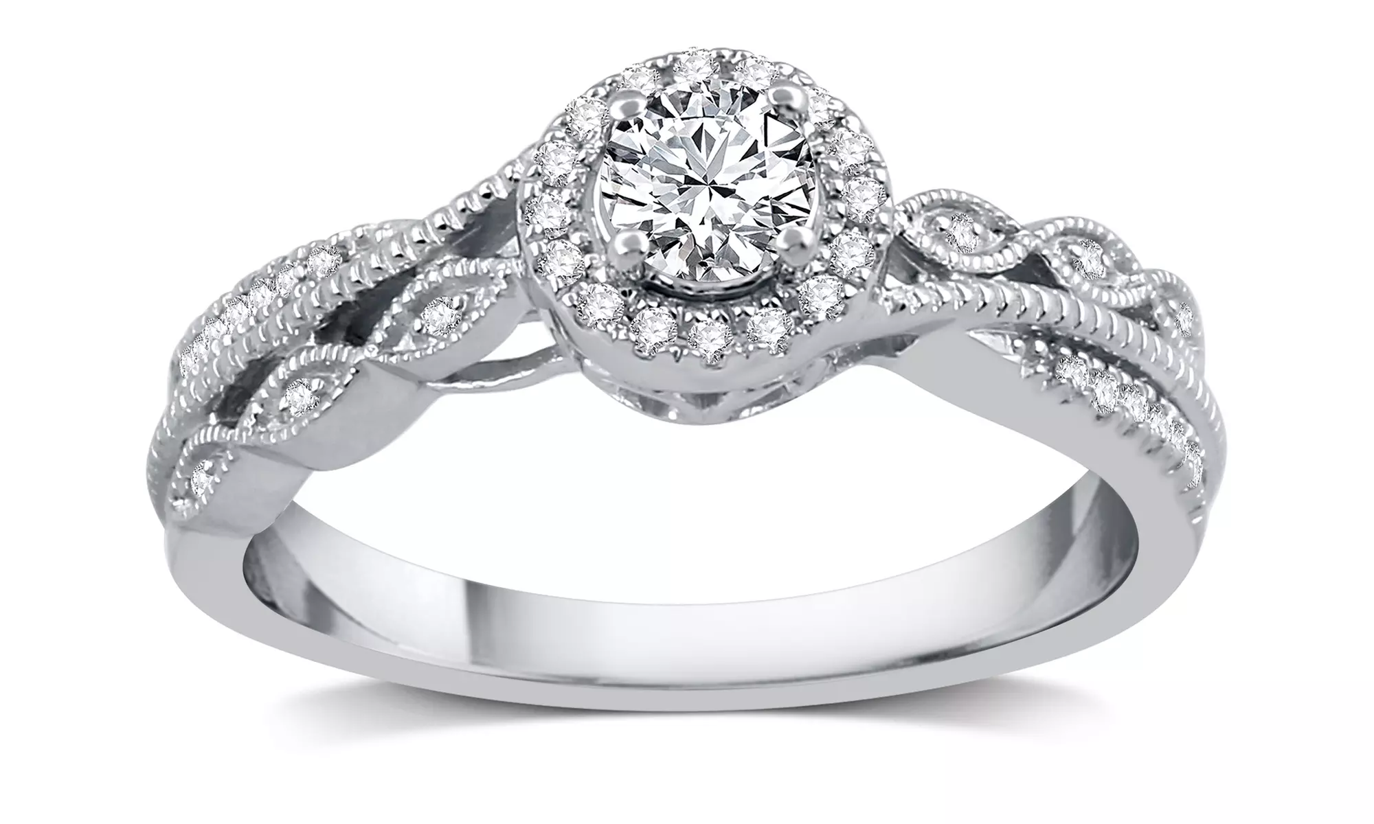 3/8 CTTW Diamond Engagement Ring in 14K White Gold by DeCarat - Primary Image