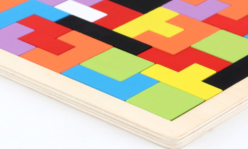 Image 3: Wooden Tetris Board Game
