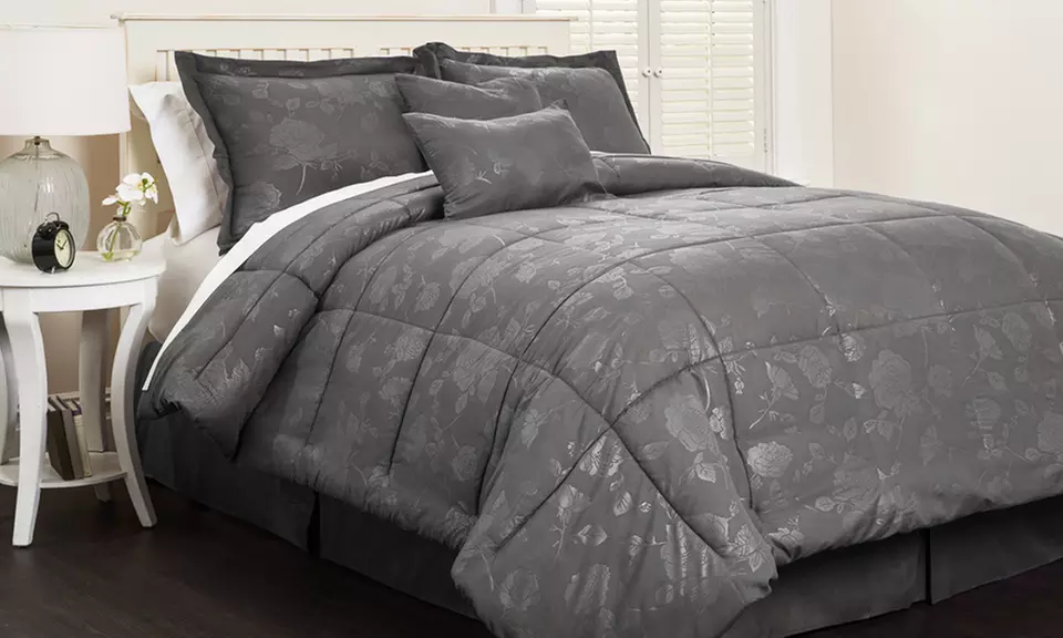 Closeout: Park Ave Collection by Hotel New York Embossed Flower Comforter Set (6-Piece) - Primary Image
