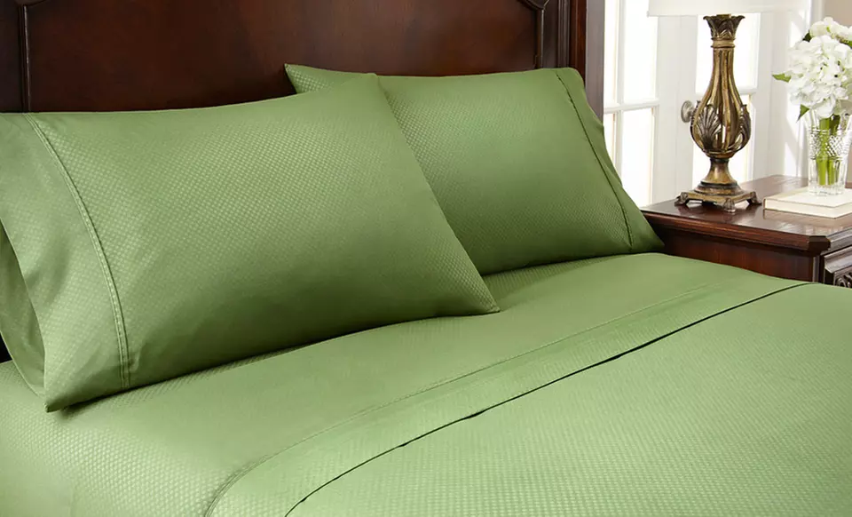 Hotel New York Microfiber Embossed Checkered Sheet Set - Primary Image