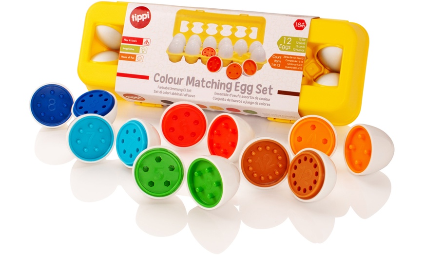 Image 1: Set of 12 Colour Matching Eggs