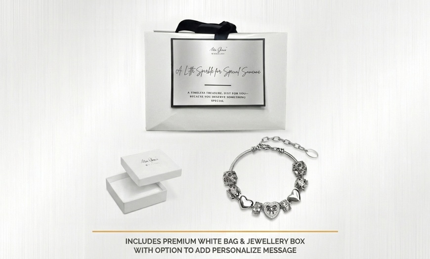 Image 4: Mia Grace Heart Charm Bracelet - 9 Charms with Austrian Crystals