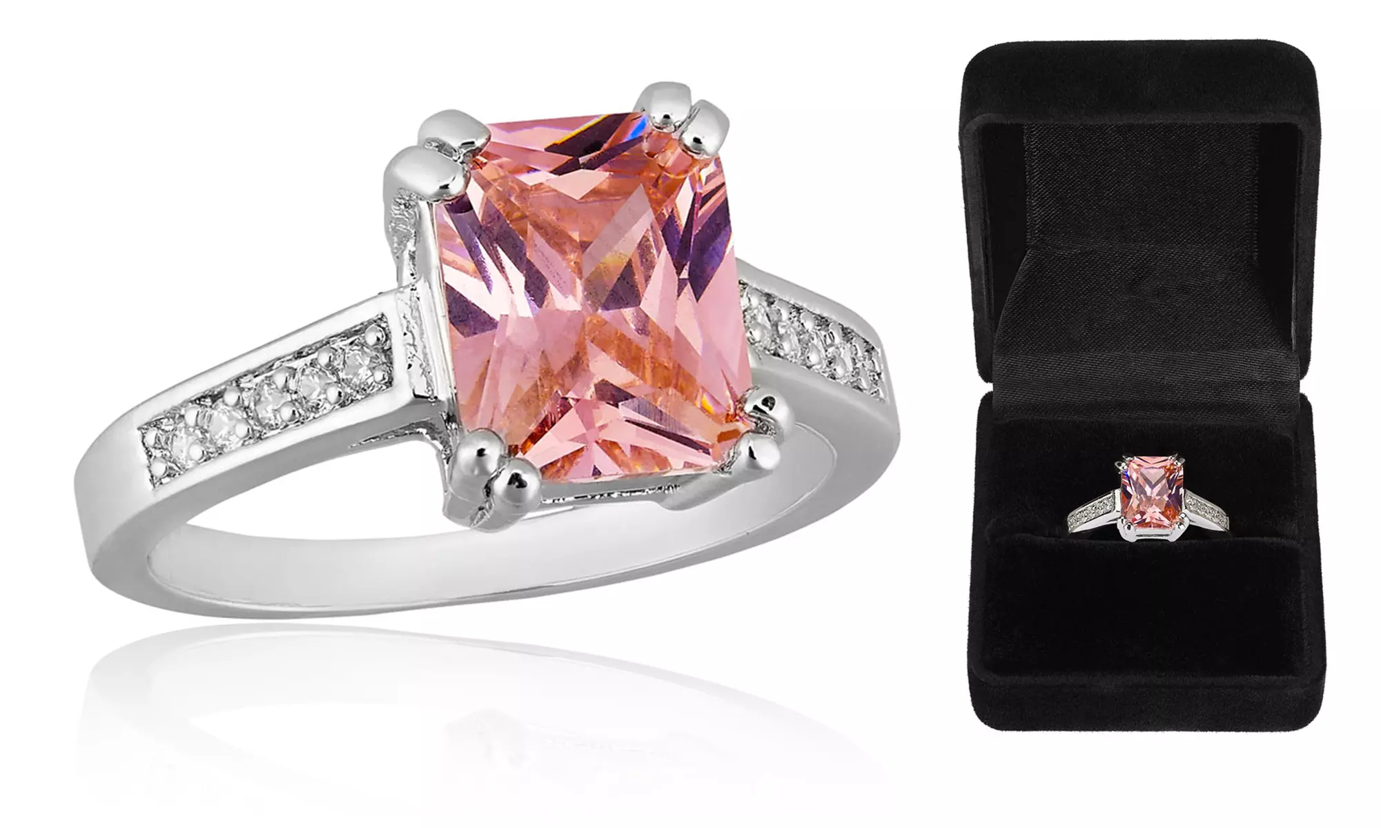 2.5 CTW Emerald-Cut Lab-Created Pink-Sapphire Ring - Primary Image