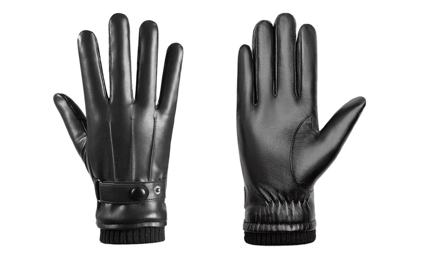 Image 2: Guantes de cuero negro