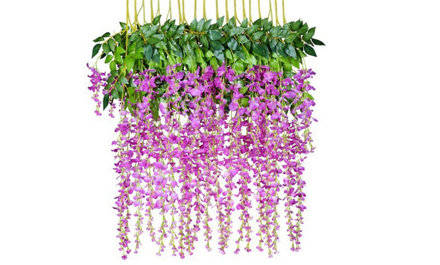 Image 6: 12 Artificial Wisteria Flowers