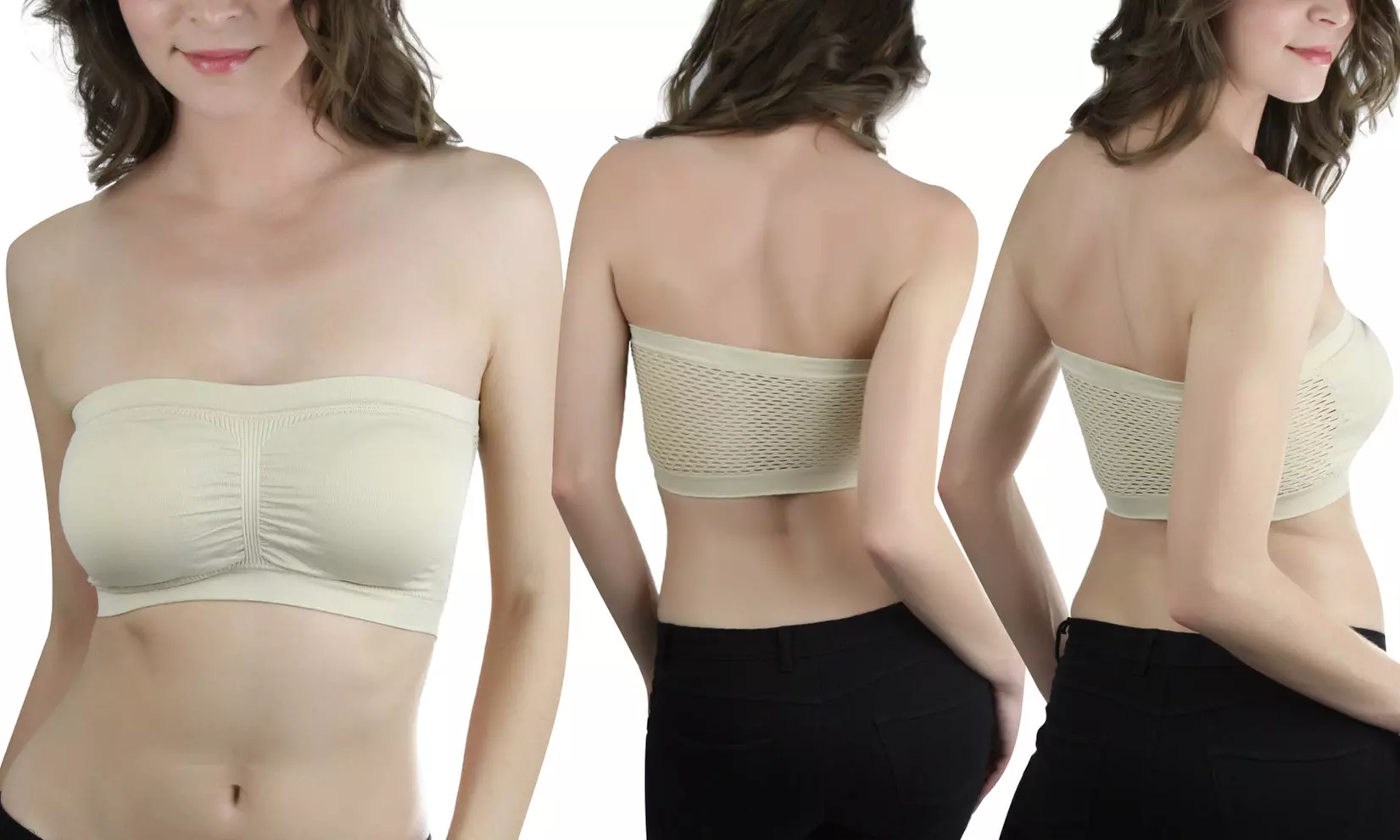 Women's Seamless Fishnet-Back Padded Bandeau Bras - Second Medium