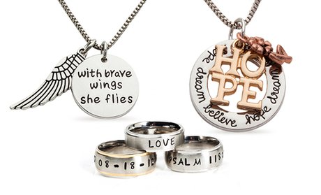 Custom Ring or Brave, Hope, Faith or Peace Necklaces