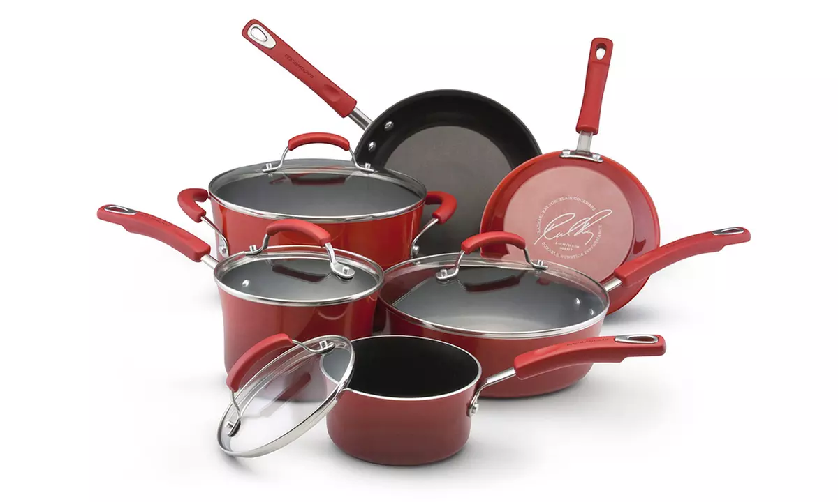 Temporary Price Cut: Rachael Ray Hard Enamel Nonstick Cookware Set (10-Piece) - Primary Image