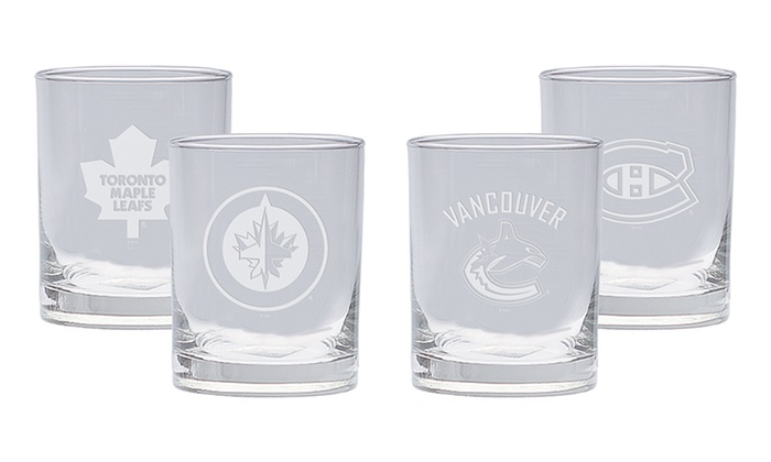 NHL Satin Etched Rocks Glasses | Groupon Goods