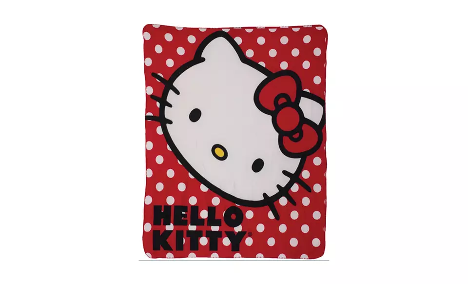 Hello Kitty Red-and-White Polka-Dot Fleece Throw Blanket. Free Returns. - Primary Image
