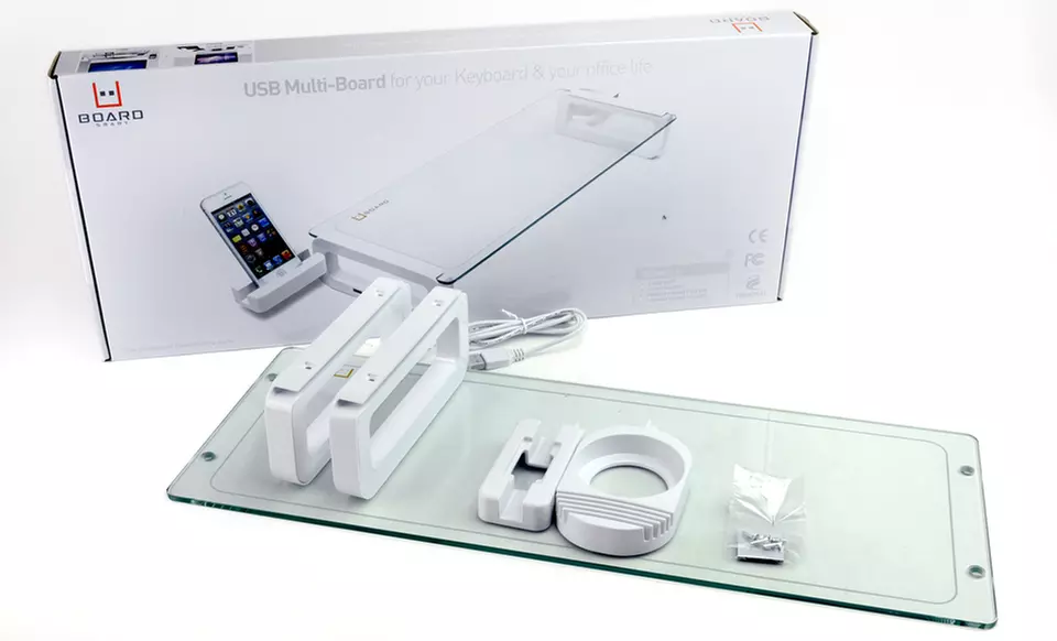 White AccessoryGeeks U-Board Monitor Riser Stand with 3 USB Ports and Cup Holder. Free Returns. - Second Medium