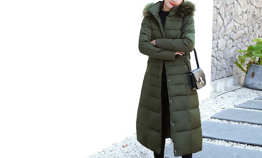 Image 11: Long Padded Coat with Hood