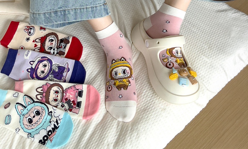 Image 8: Five Pairs of Labubu-Inspired Cotton Socks 