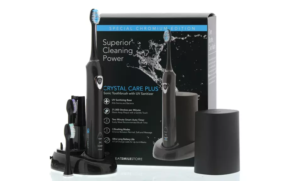 Great Smile Store Crystal Care Plus with UV Sanitizer Sonic Toothbrush - Chromium Edition - Primary Image