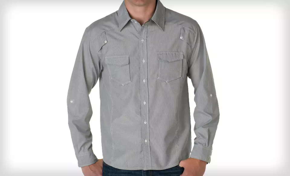 Venture Clothing Men's Long-Sleeve Woven Shirt. Multiple Styles Available. Free Returns. - Second Medium