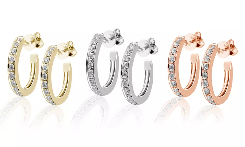 Boucles d'oreilles Huggy en or 10k pavées de diamants 0,08 ct à 114,99€ (livraison offerte), 75% de réduction - Primary Image