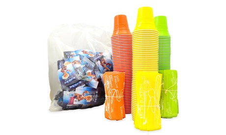 Fino a 10 kit di accessori caffè Borbone da 150 bicchieri, 150 palettine e 150 bustine di zucchero da 5 g