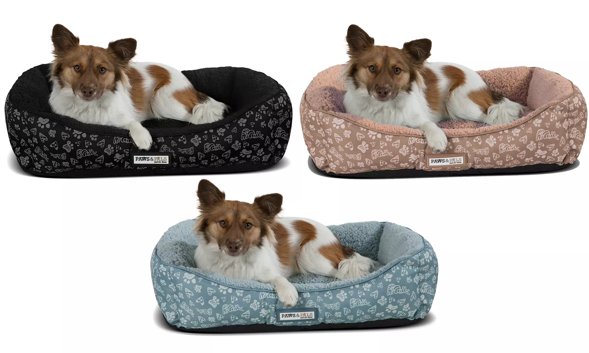Paws & Pals Plush Printed Lounger Pet Bed - Primary Image