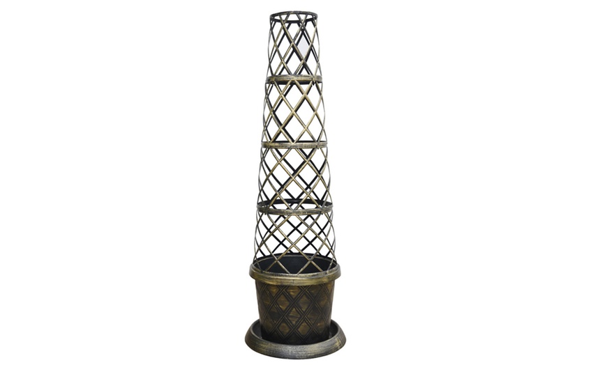 Image 7: Tower Patio Pot Modern Grey or Black with Gold