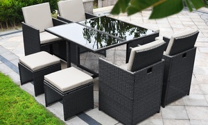  Nine-Piece Rattan-Effect Garden Furniture Set 