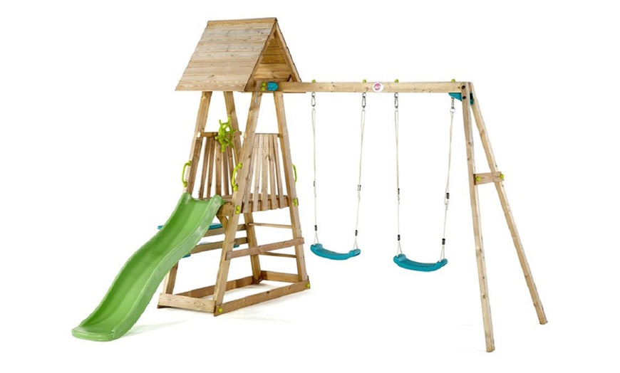 Image 7: Plum Wooden Swing Set