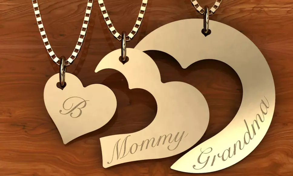 Personalized Sterling Silver or Gold Plated Three Generations Necklace Set (3-Piece) - Primary Image