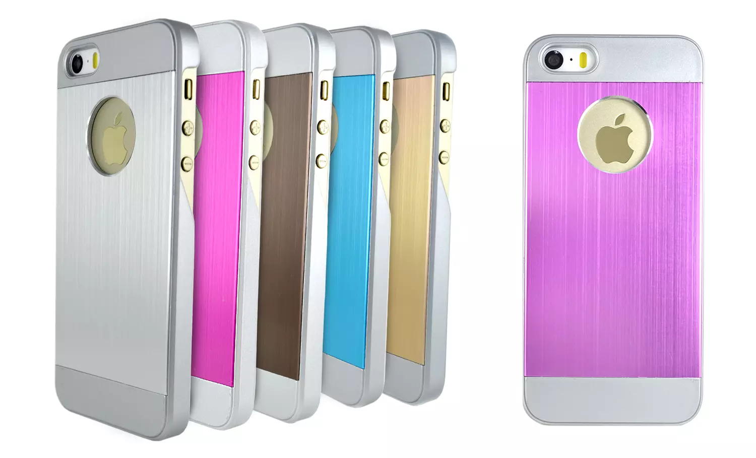 Two-Tone Brushed Metallic Hard Case for Apple iPhone 4/4s or 5/5s - Primary Image