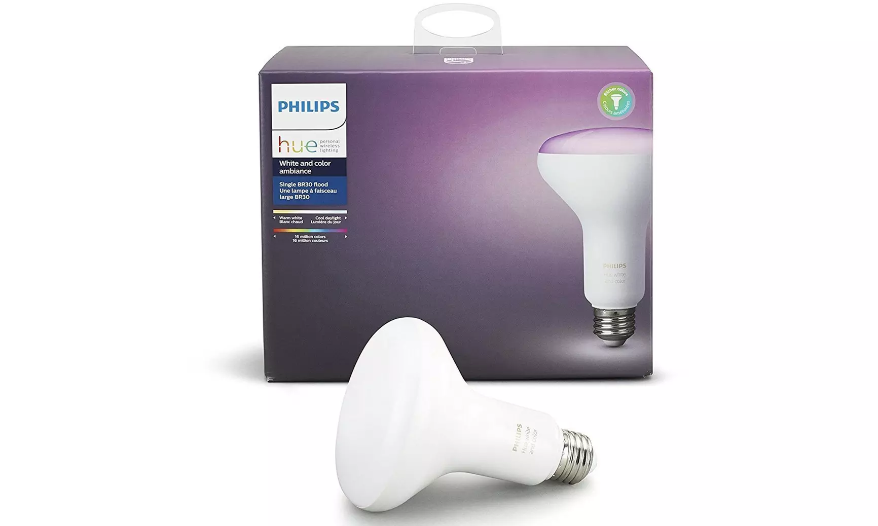 Philips Hue White/Color Ambiance 3rd Gen BR30 LED Bulb (Certified Refurbished) (1- or 2-Pack) - Primary Image