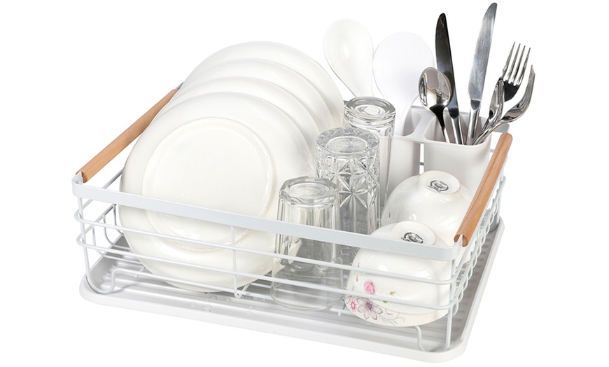 Image 12: Three-Piece Dish Drainer with Drip Tray and Cutlery Holder