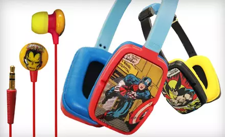 Marvel Superhero-Themed Stereo Swivel Headphones or Earbuds (Up to 64% Off). Seven Styles Available. - Primary Image