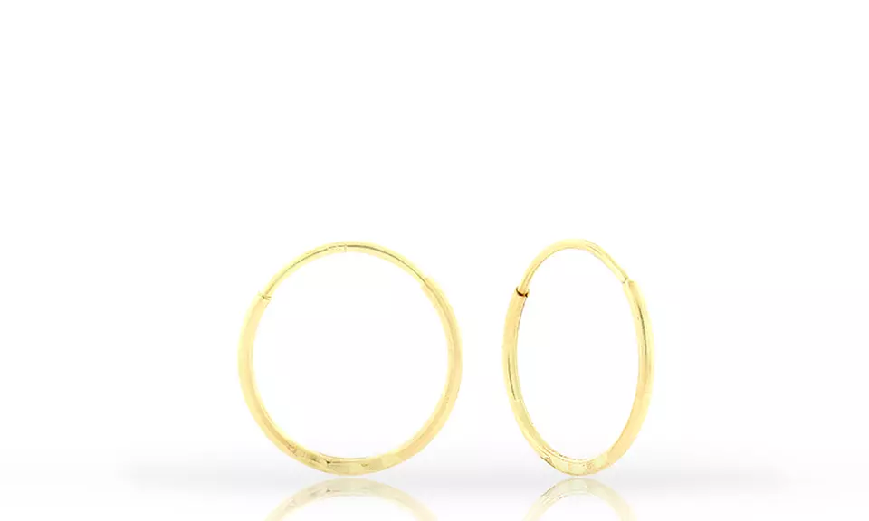 Half Diamond Cut Endless Hoop Earrings in 14K Solid Gold - Second Medium