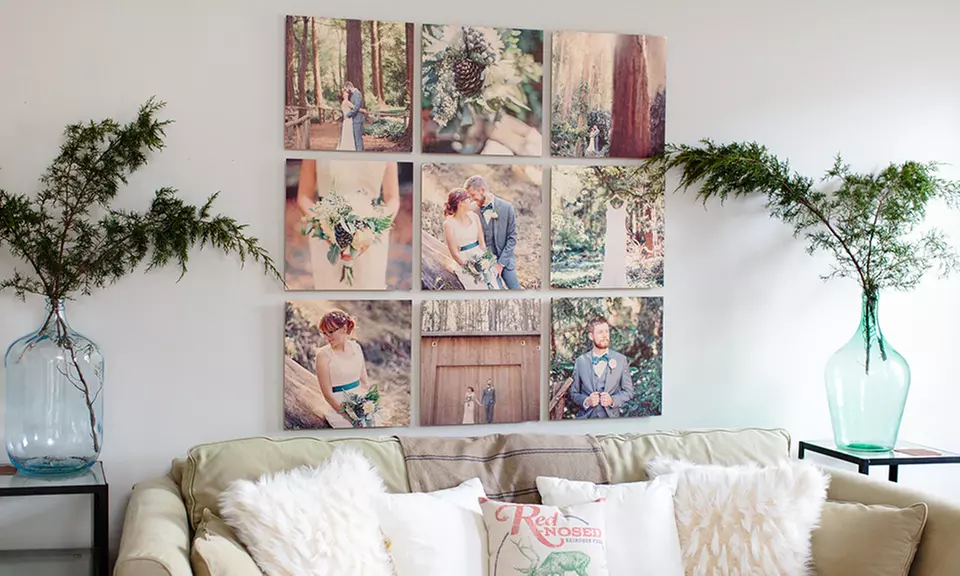 Nine Piece Custom Wood Wall Art Available in 8"x8", 12"x12", or 16"x16" (Up to 75% Off)  - Primary Image