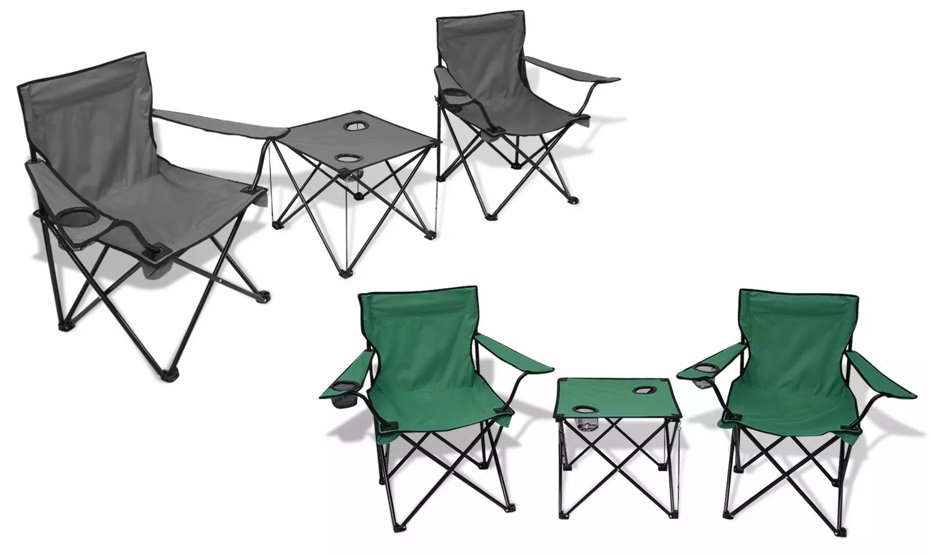 VidaXL 3-teiliges Campingmöbel-Set mit Tisch und 2 Stühlen in Grau, Grün oder Blau - Primary Image