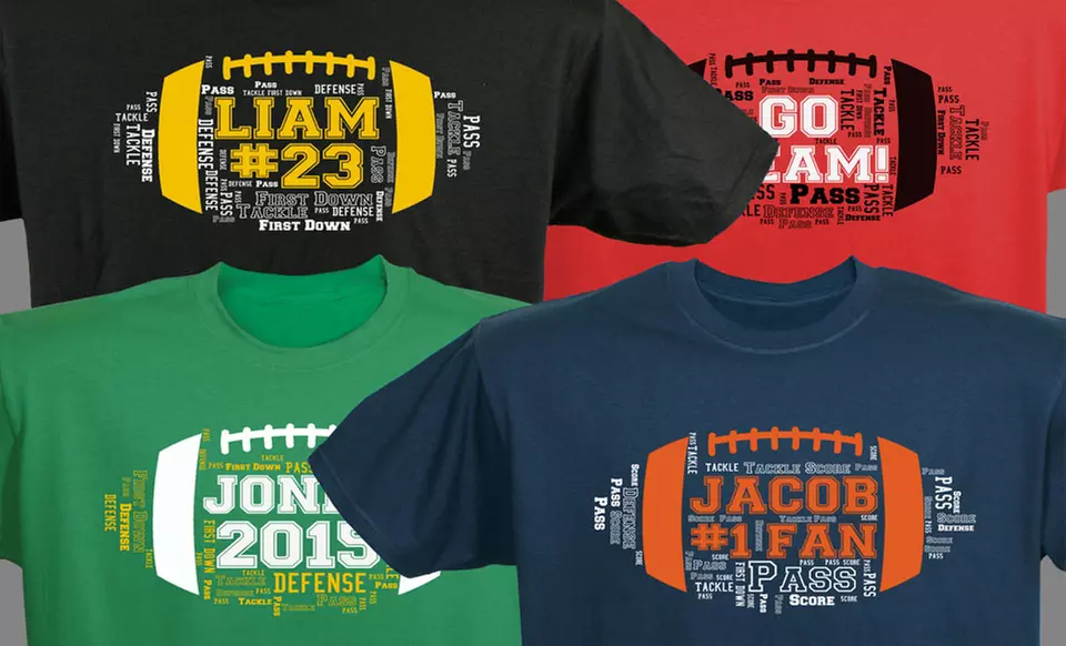One Custom Football, Baseball, or Basketball Word-Art T-Shirt from GiftsForYouNow.com (40% Off)  - Primary Image