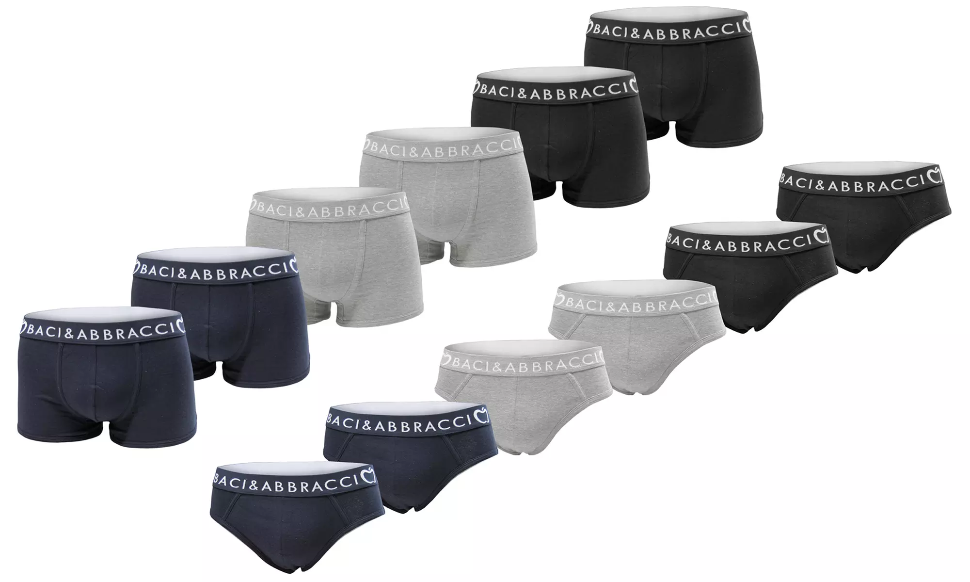 6 slip o 6 boxer da uomo Baci & Abbracci