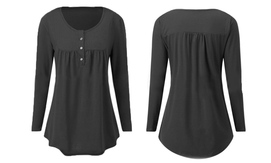 Image 5: Women's Long Sleeve Button Placket Top